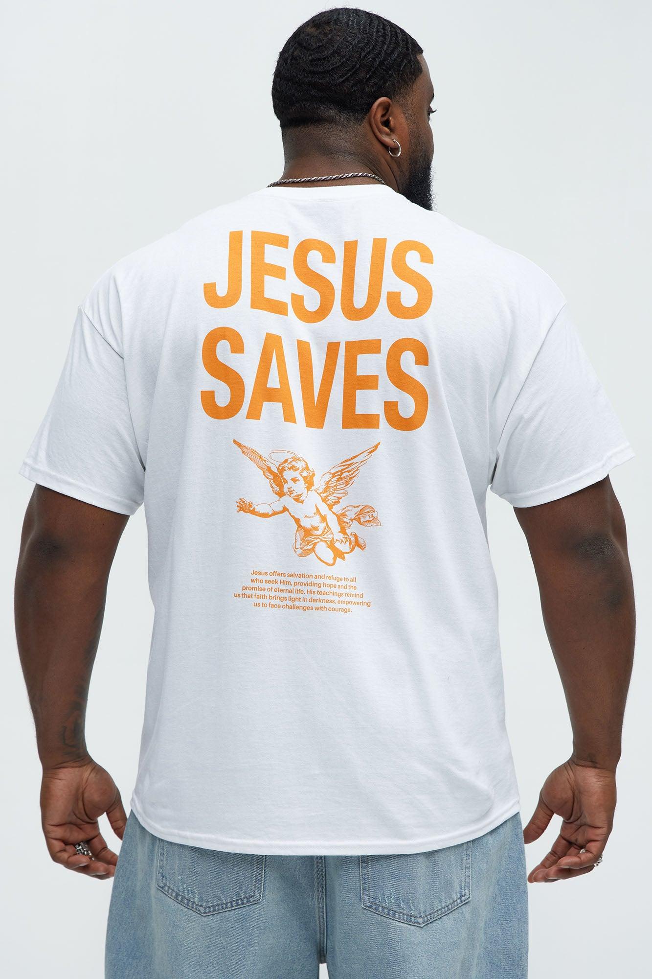 Jesus Saves Short Sleeve Tee - White Product Image