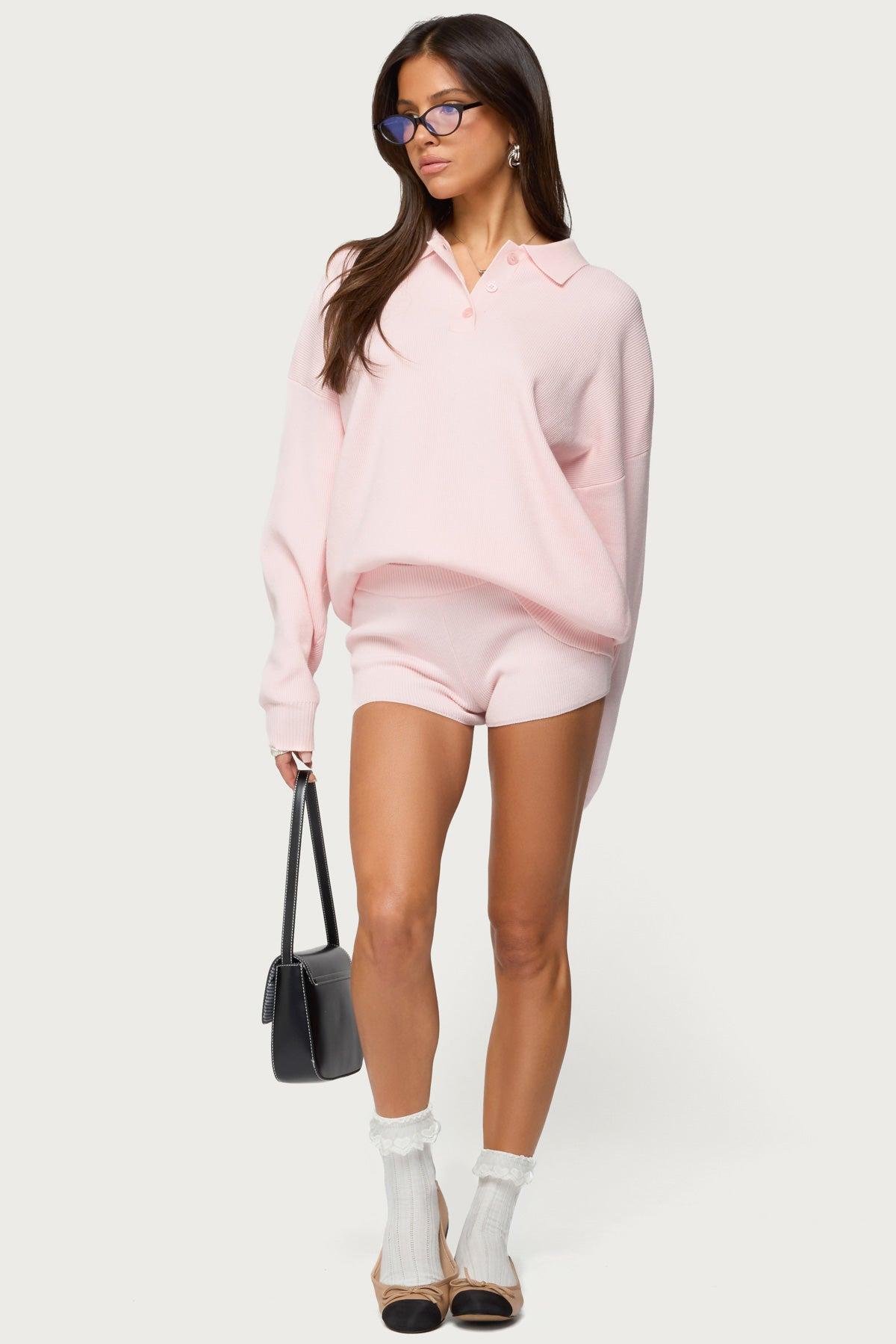Lorie Oversized Knit Polo Sweater Product Image