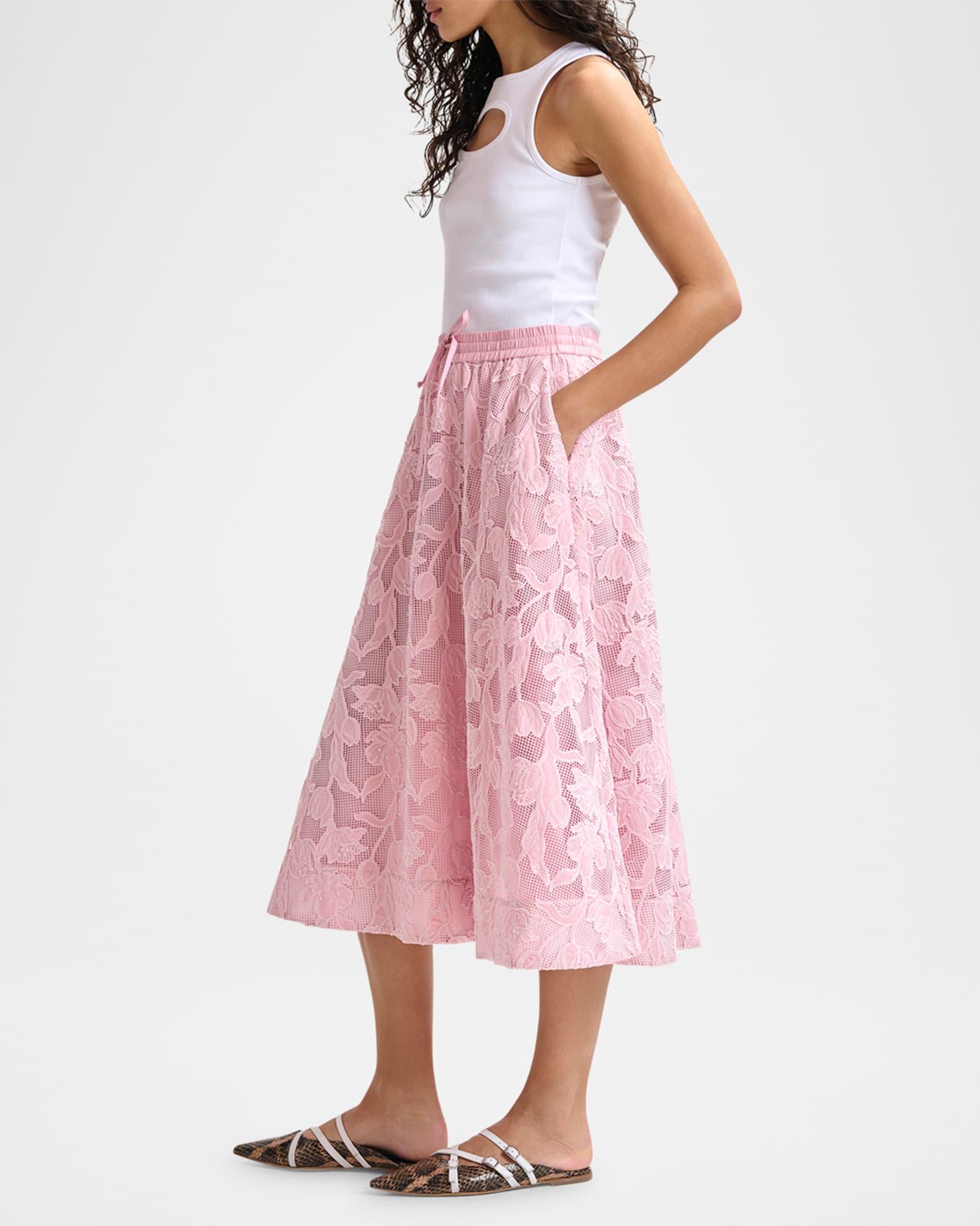 Heast Floral-Embroidered Midi Skirt Product Image