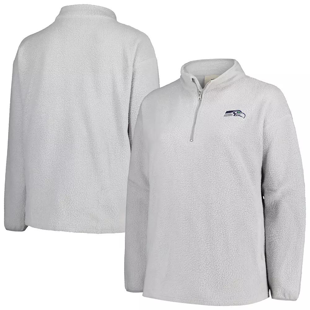 Women's Profile Gray Seattle Seahawks Plus Size Sherpa Quarter-Zip Jacket, Size: 2XL, Grey Product Image