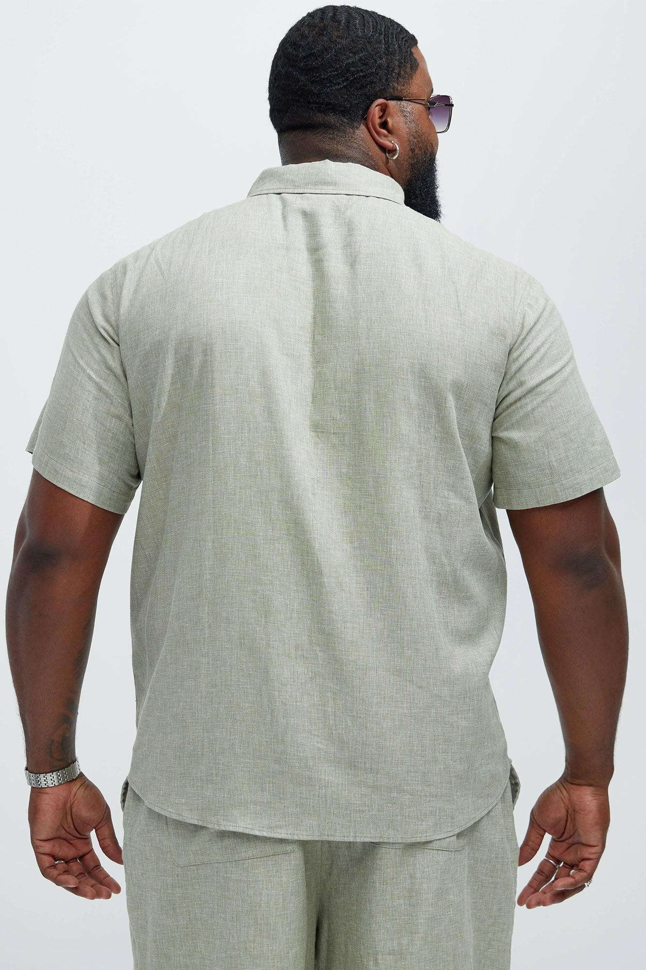 Bahamas Linen Classic Button Up Shirt - Green Product Image