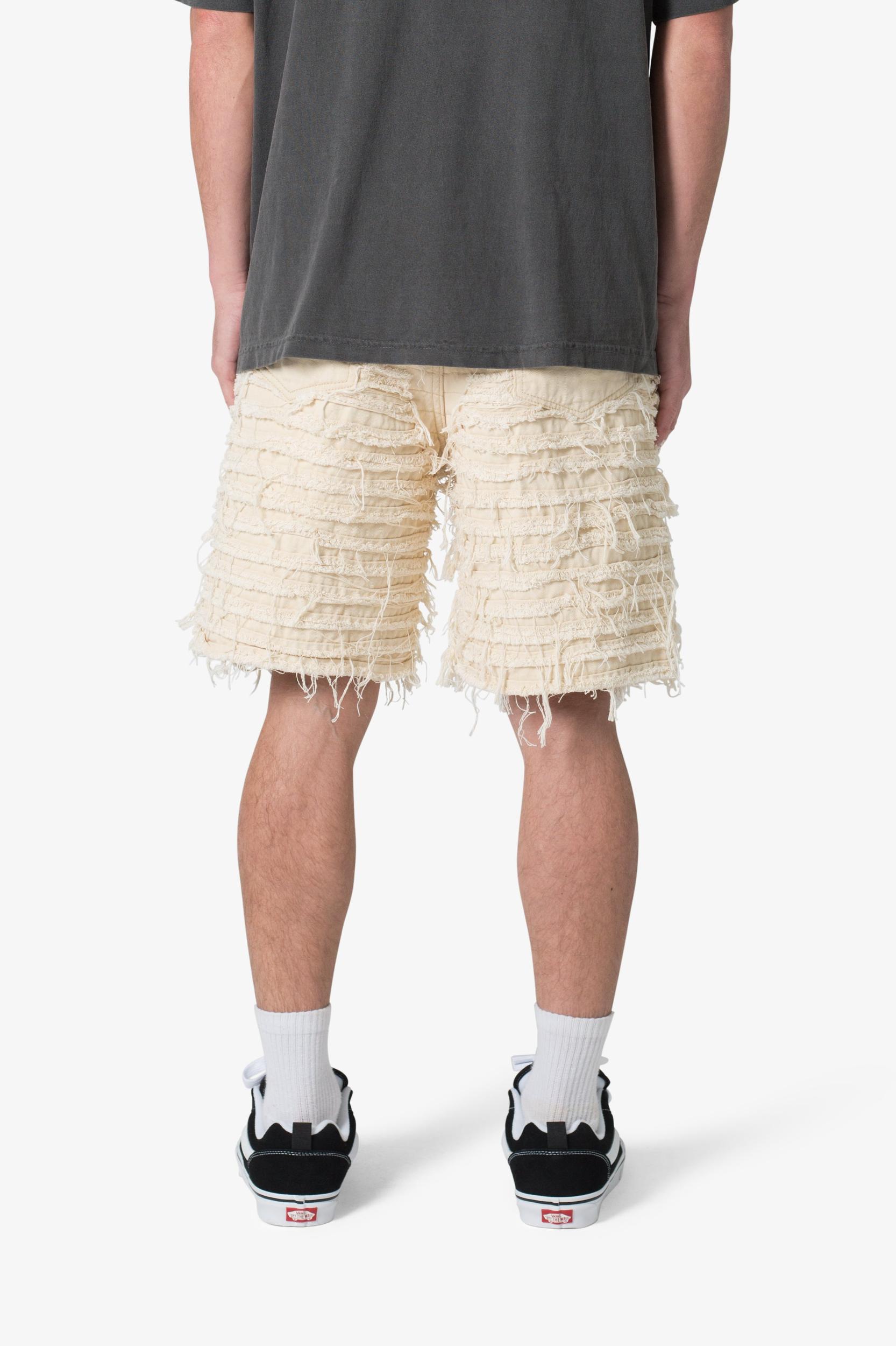 Allover Frayed Denim Shorts - Khaki Product Image