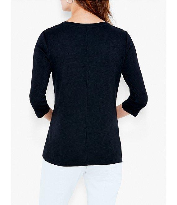 NIC + ZOE NZT Knit Jersey Boat Neck 3/4 Sleeve Tee Shirt Product Image