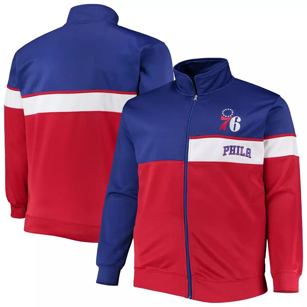 Men's Royal/Red Philadelphia 76ers Big & Tall Pieced Body Full-Zip Track Jacket,  Product Image
