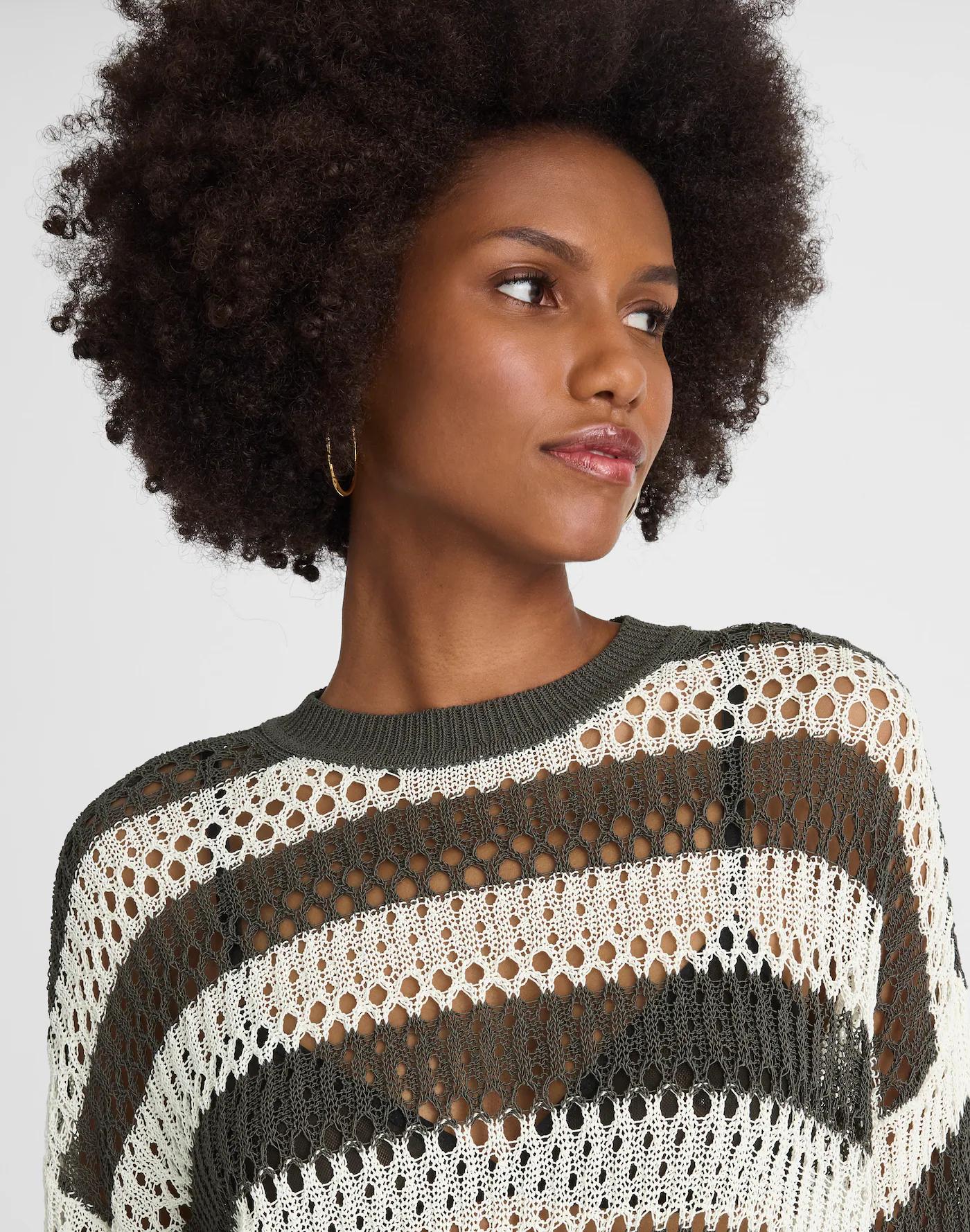 Relaxed Open-Stitch Sweater Tee Product Image