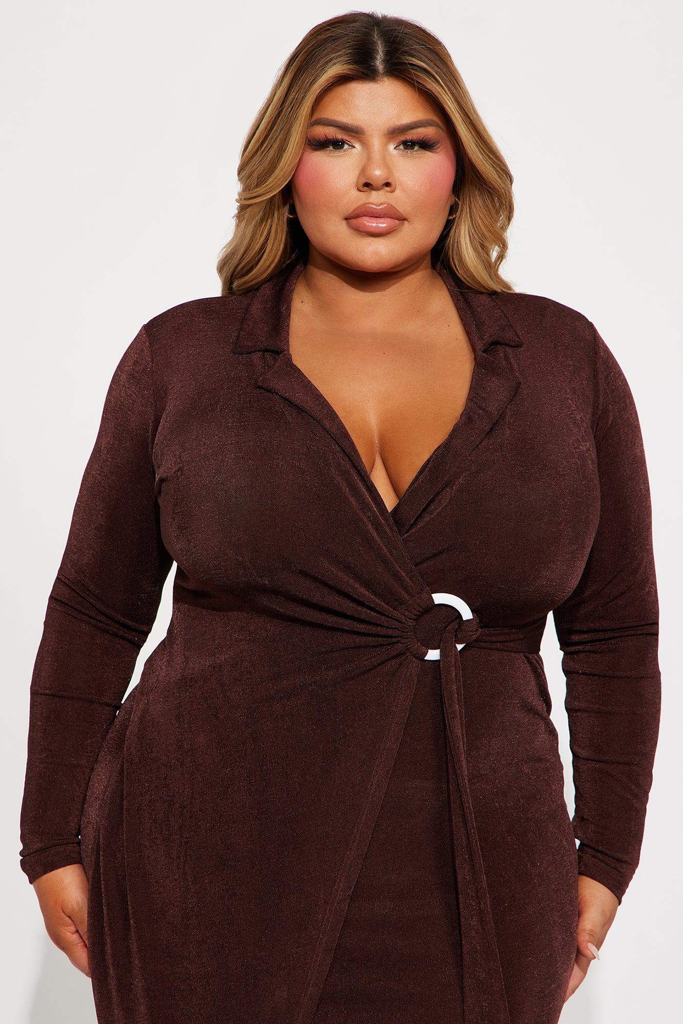 Alexis Slinky Mini Dress - Chocolate Product Image