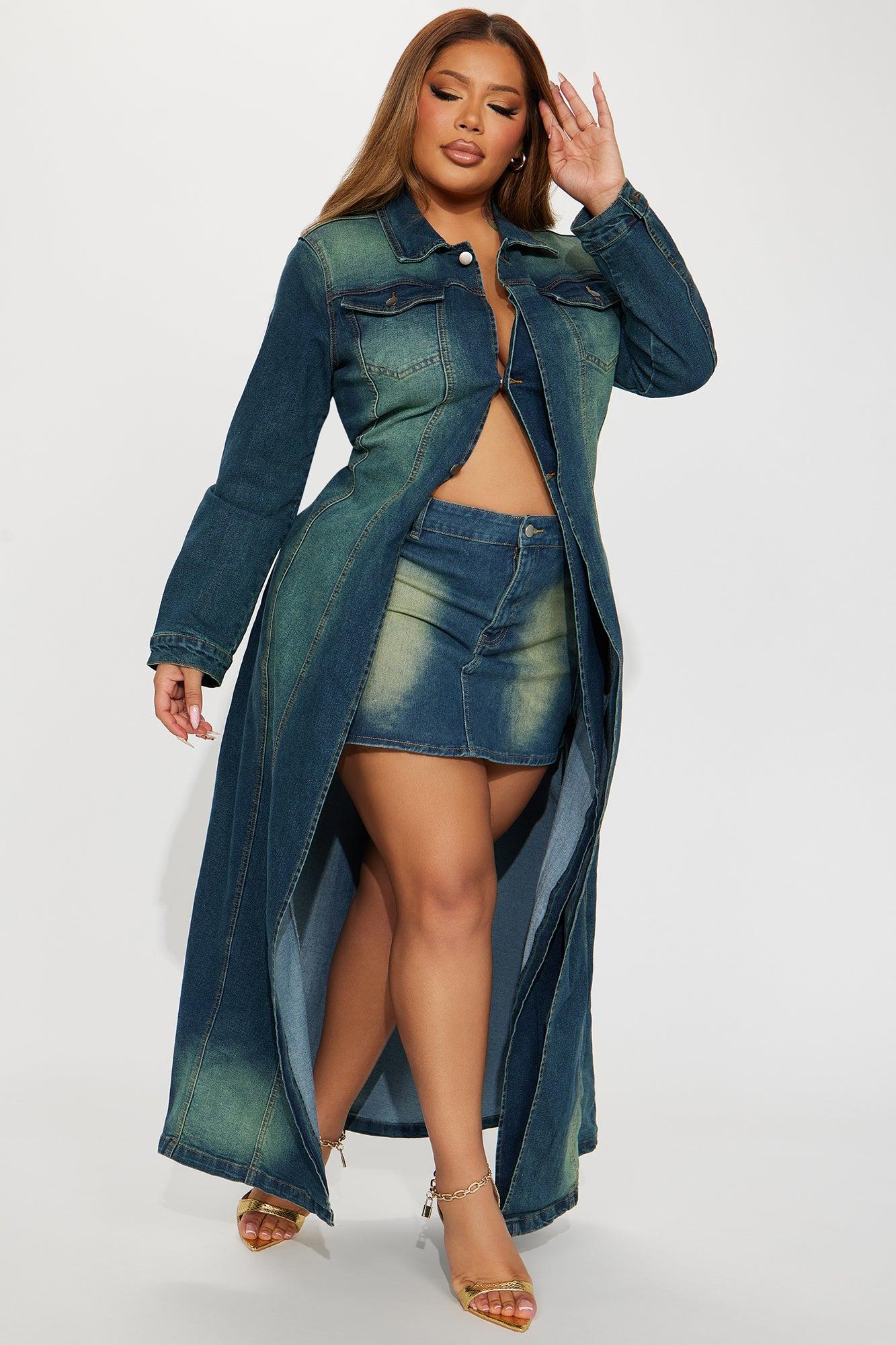 Follow My Lead Denim Trench - Dark Wash Female Product Image