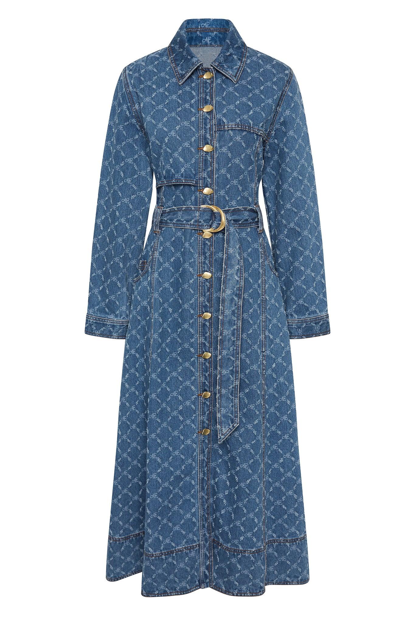 Check Denim Midi Dress Product Image