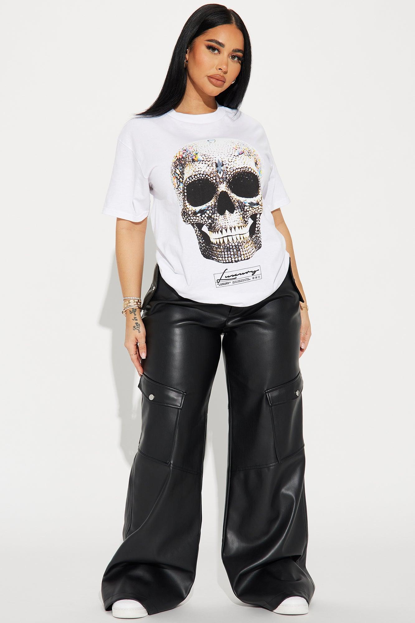 Made Of Diamonds Skull Graphic Tee - White Product Image