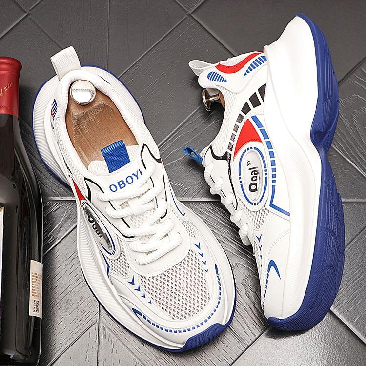 Platform Mesh Panel Lace-Up Sneakers Product Image