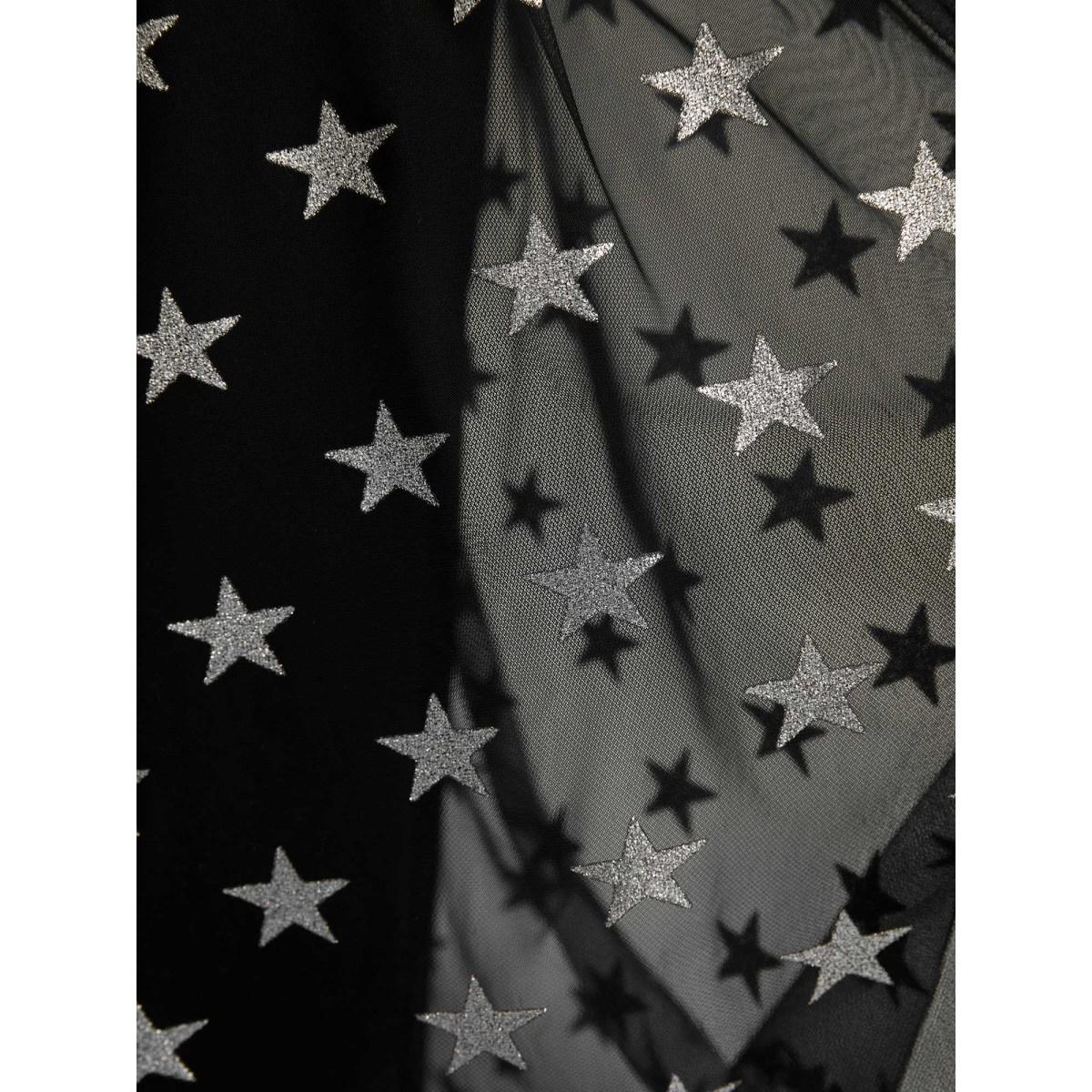 Plus Size Sequins Star Print V-Neck Midi Dress Black Women Non Sleeveless Curvy BloomChic 12/L Product Image