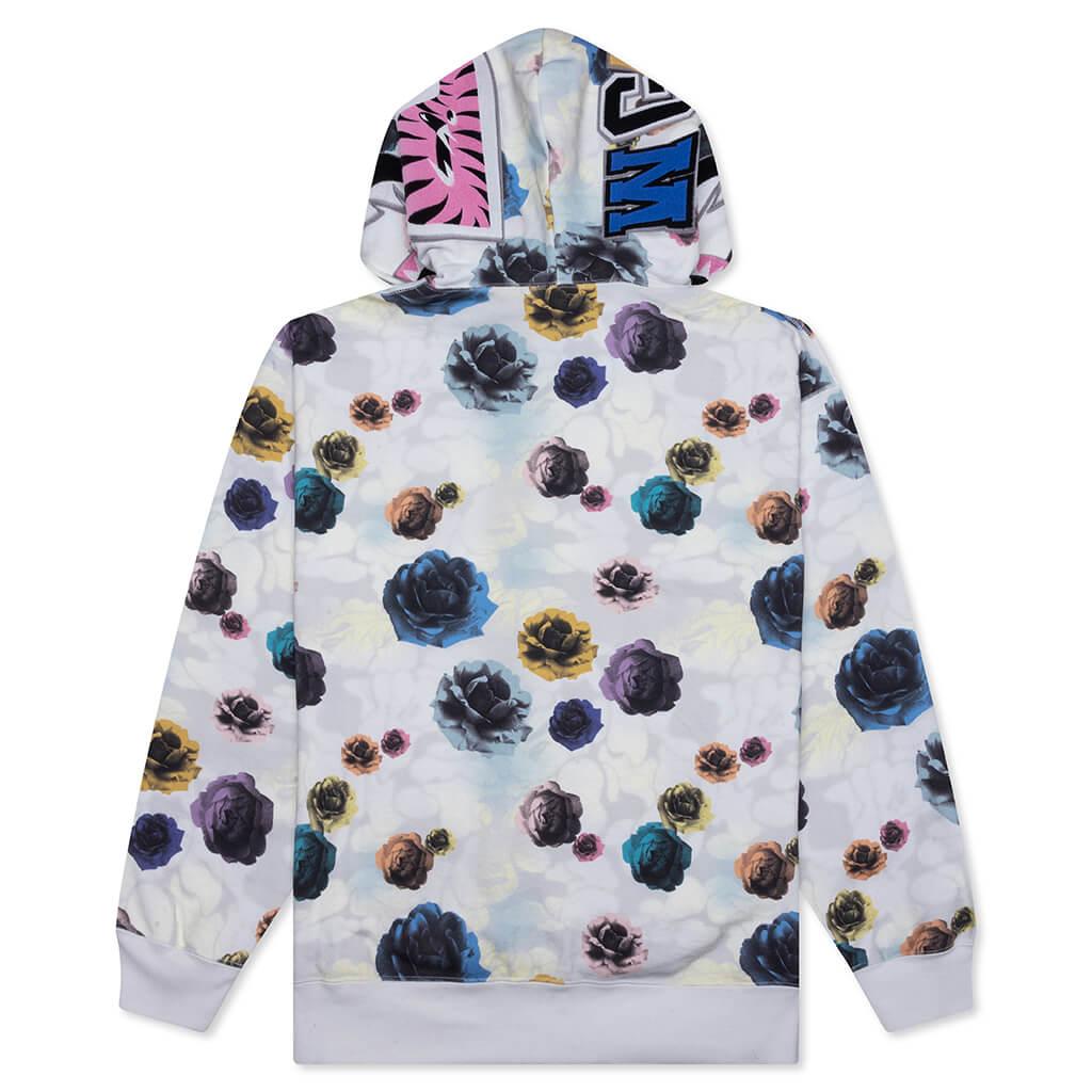 Floral Camo Shark Relaxed Fit Full Zip Hoodie - Ivory Male Product Image