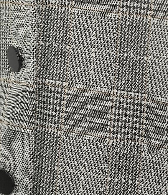 Anne Klein Plaid Notch Collar Long Sleeve Patch Pocket Button Front Blazer Product Image