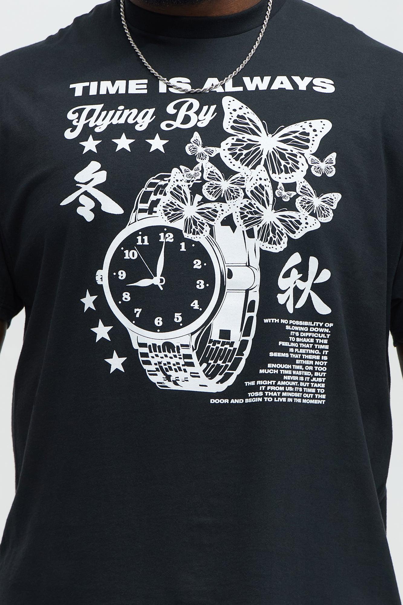 Time Is Always Flying By Short Sleeve Tee - Black Male Product Image
