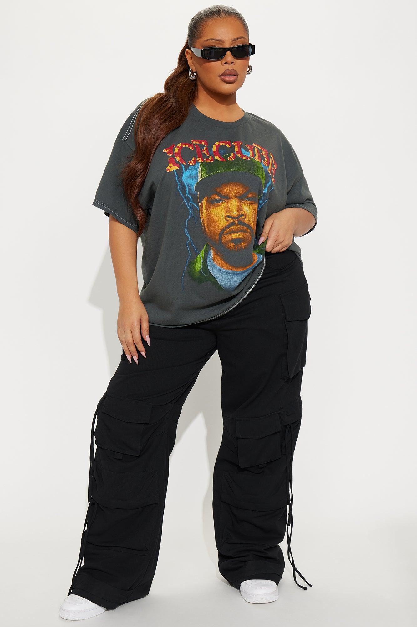 Ice Cube Jumbo Washed Oversized Tee - Black Female Product Image
