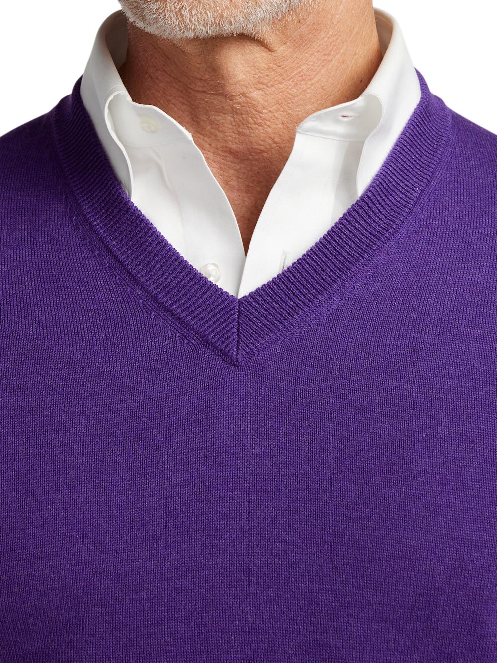 Supima Cotton V-neck Sweater - Purple Product Image