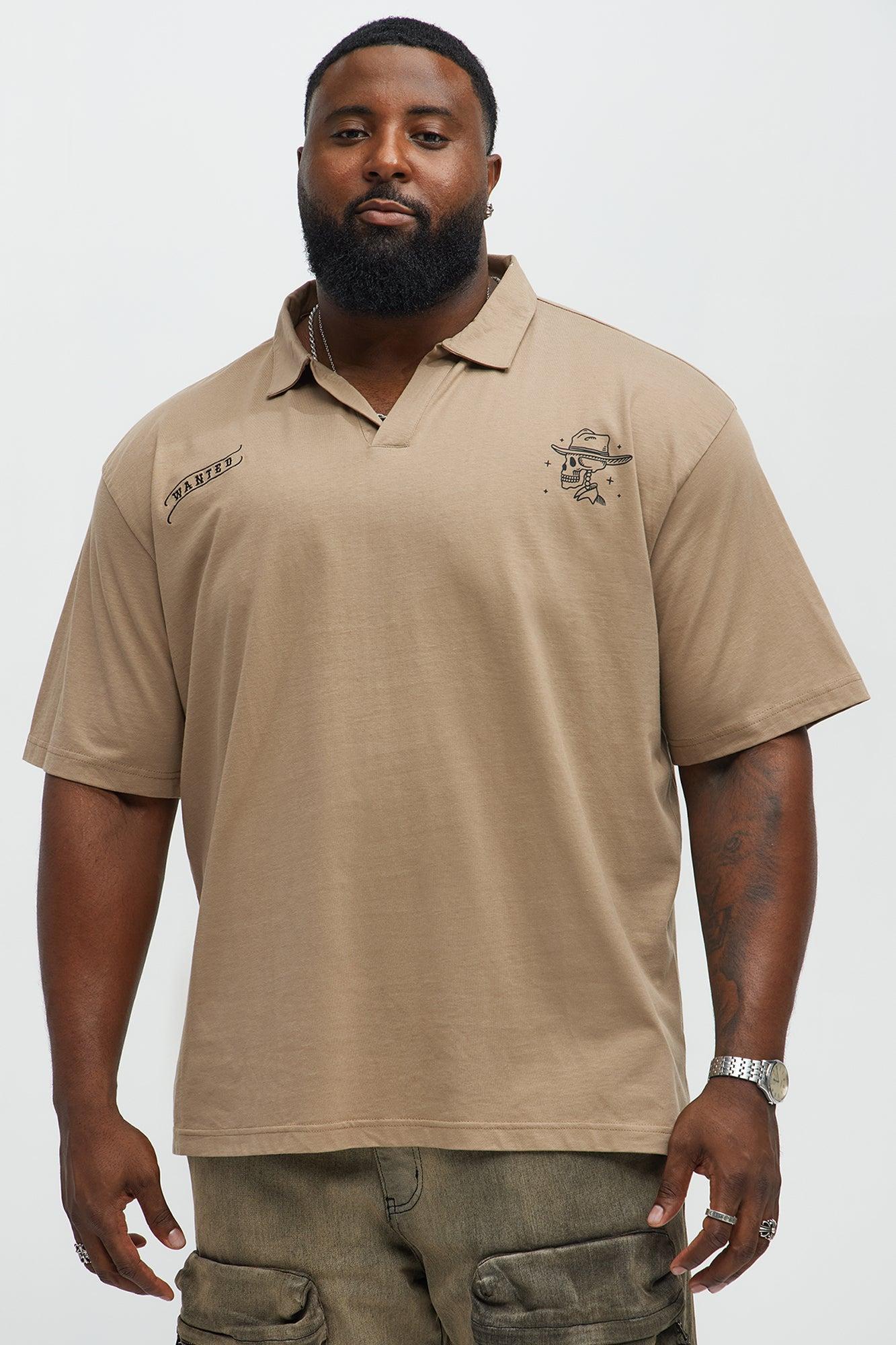 Wanted Johnny Collar Short Sleeve Polo - Taupe Product Image