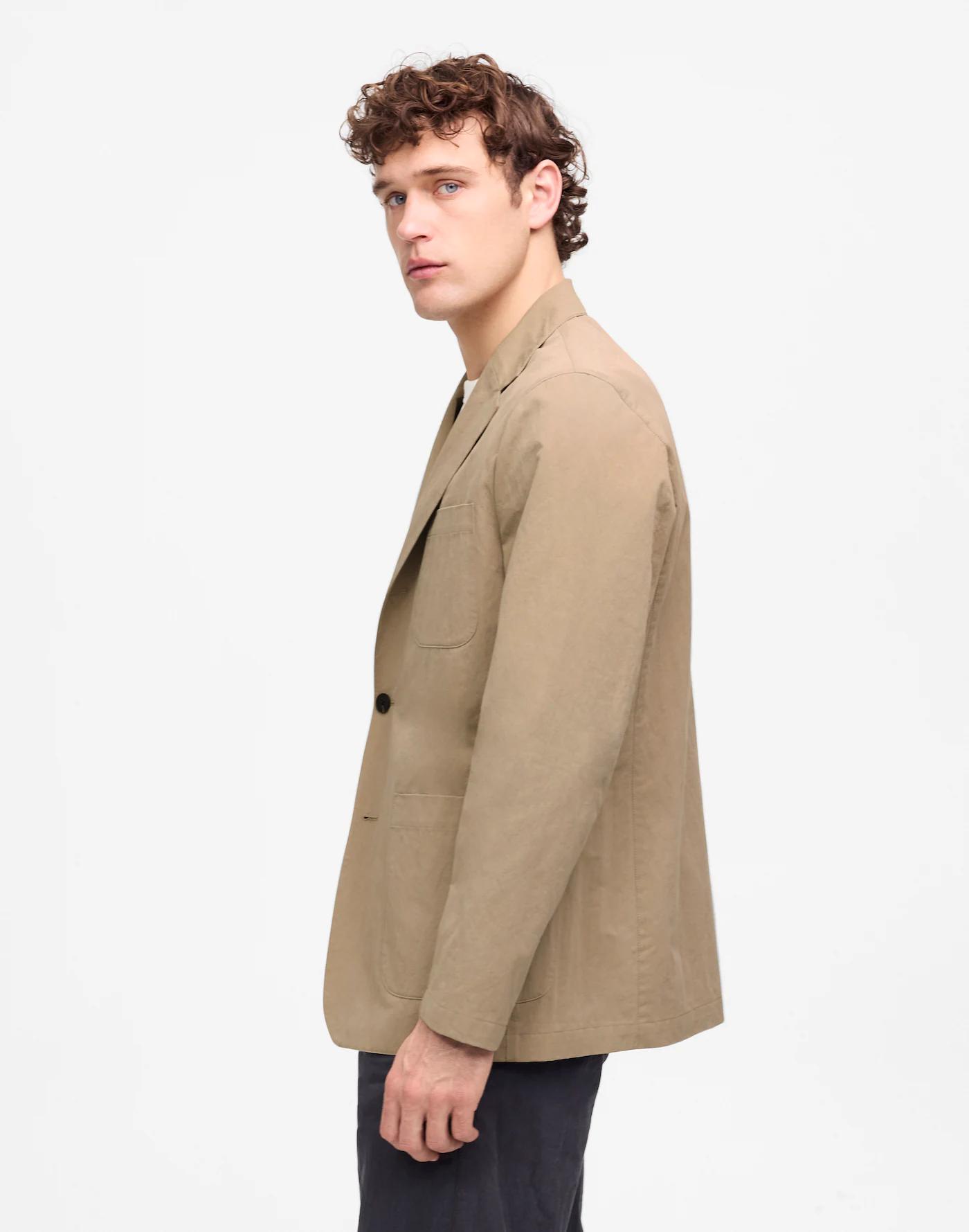 Unstructured Three-Button Blazer in Cotton Blend Product Image