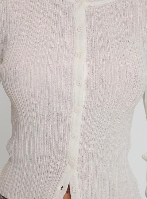 Cowrie Long Sleeve Button Up Top White Product Image