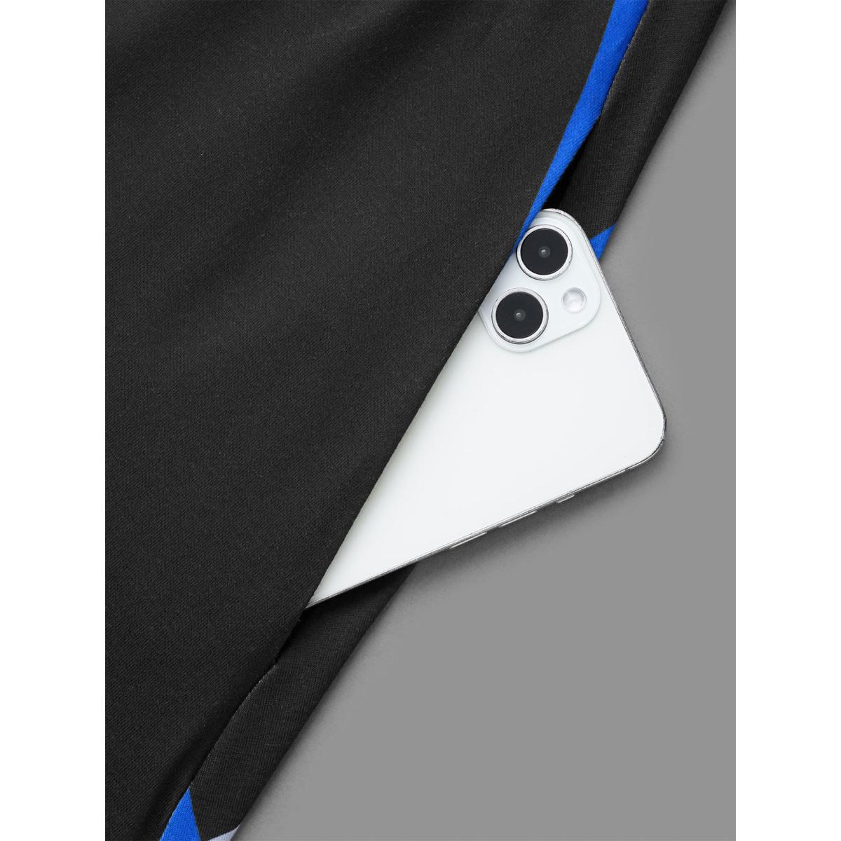 Plus Size Crew Neck Colorblock Contrast Striped Pocket Dress Black Women Casual Patchwork Knit Dresses Bloomchic 28/5X Product Image