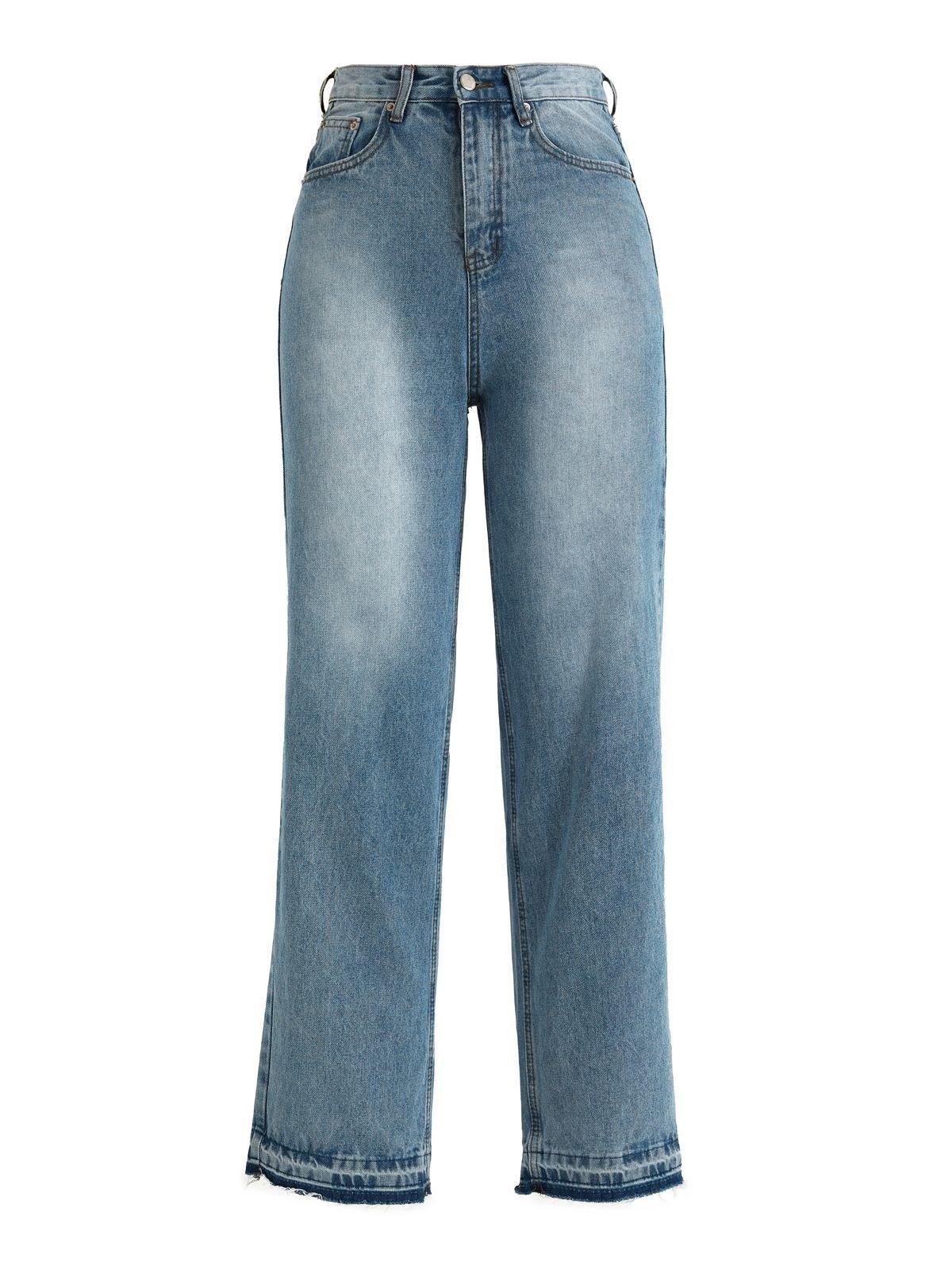 Bleached Raw Hem Boyfriend Jeans Product Image