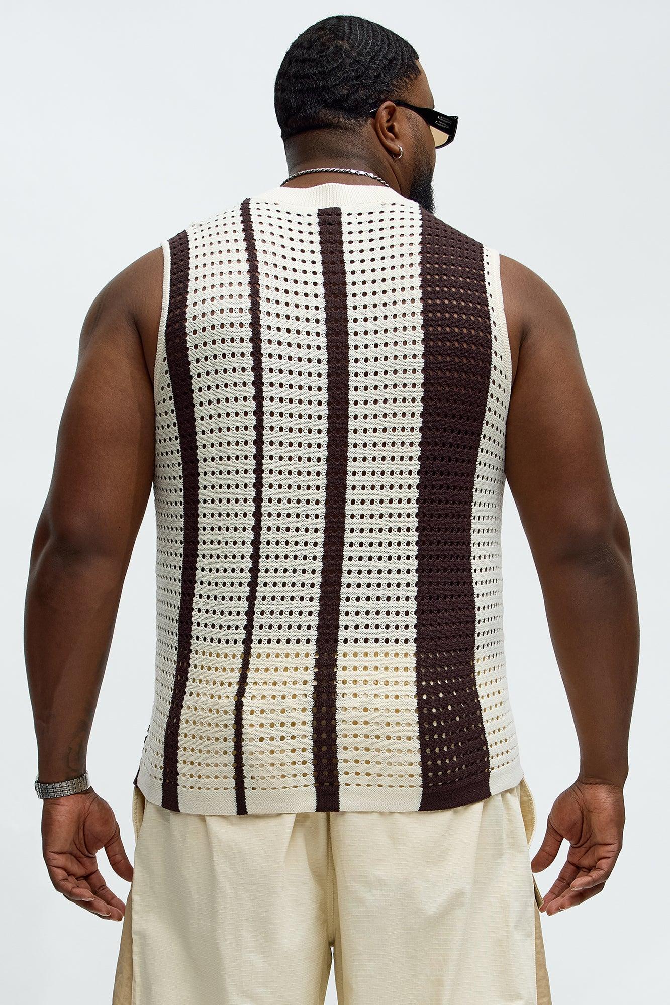 Multistriped Knit Muscle Tee - Cream/combo Product Image