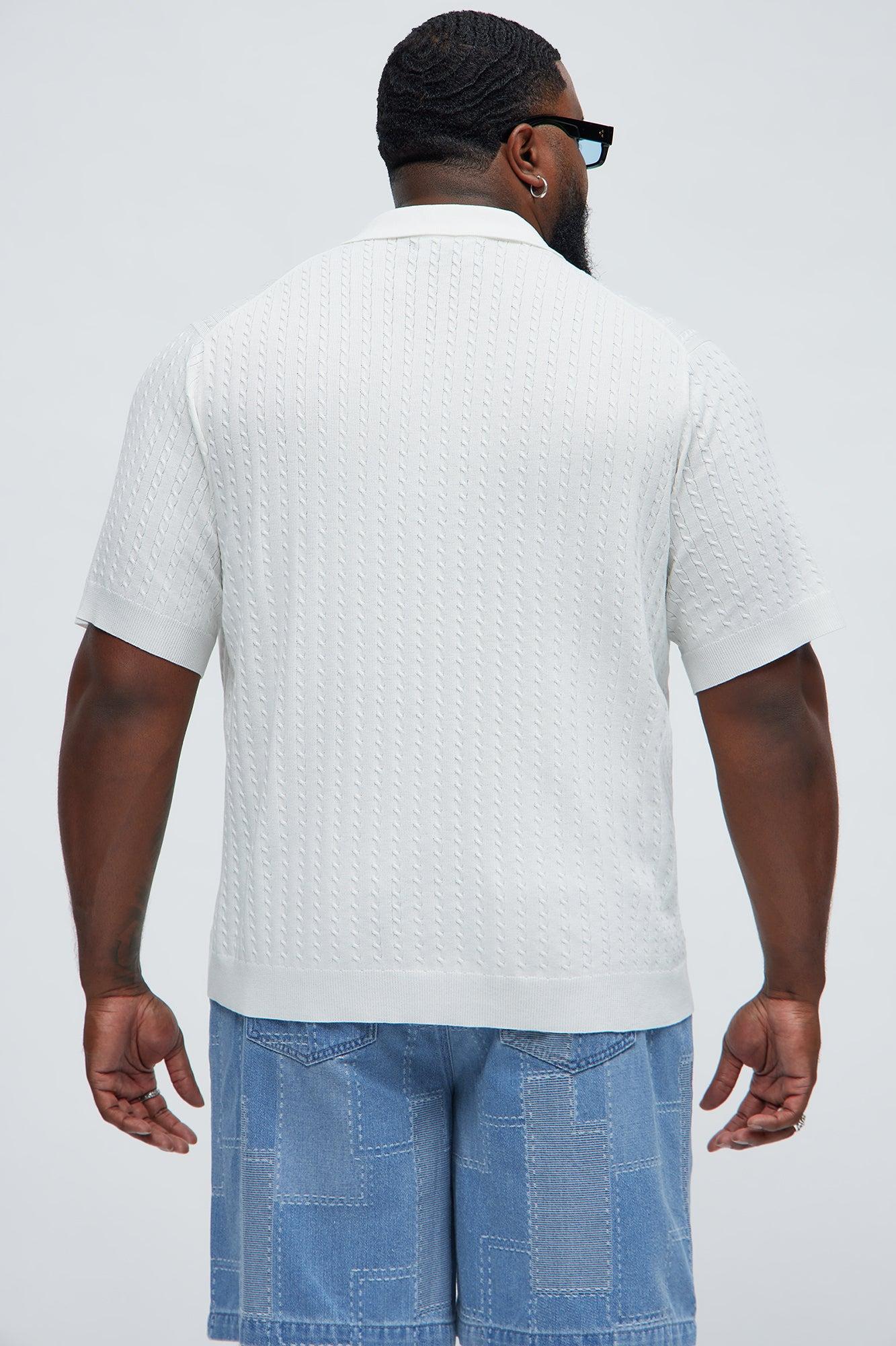 Waterfall Textured Polo Cardigan - Off White Product Image