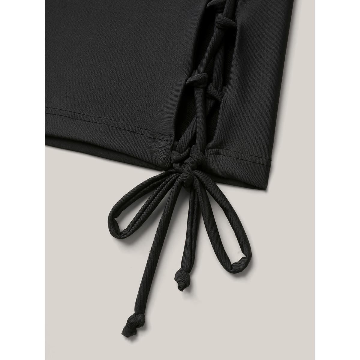 Plus Size Cross-Ties Cut-Out Sculpting Swim Bottoms Women's Swimwear Black Beach Tie knot High stretch Skinny High Rise Curve Swim Bottoms BloomChic 22-24/3X Product Image