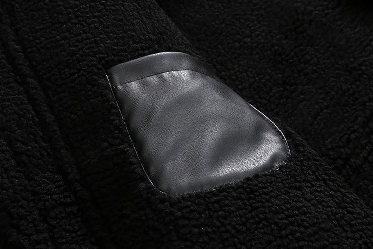 RT No. 10338 BLACK STAND COLLAR FLEECE LEATHER JK Product Image