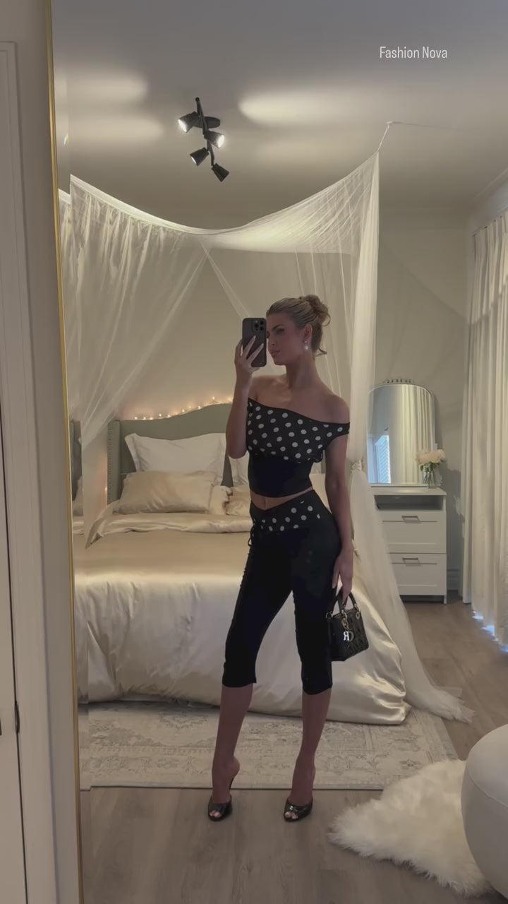 Cynthia Polka Dot Capri Pant Set - Black/combo Product Image