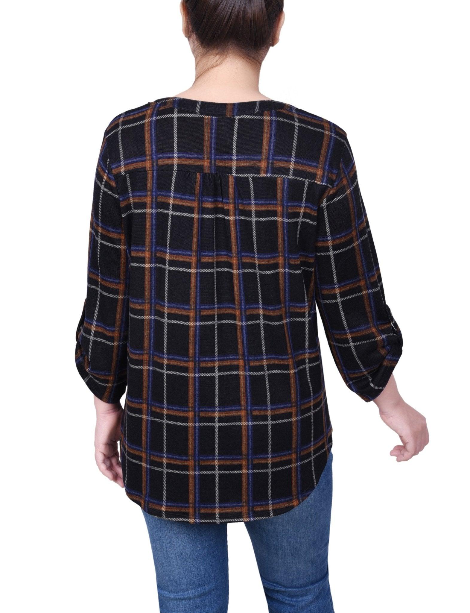 3/4 Length Roll Sleeve Top - Petite Product Image