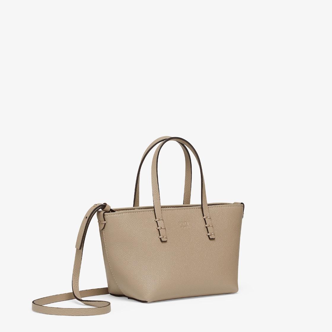 Roll MiniDove gray Selleria mini-bag with 62 hand-sewn topstitches Product Image