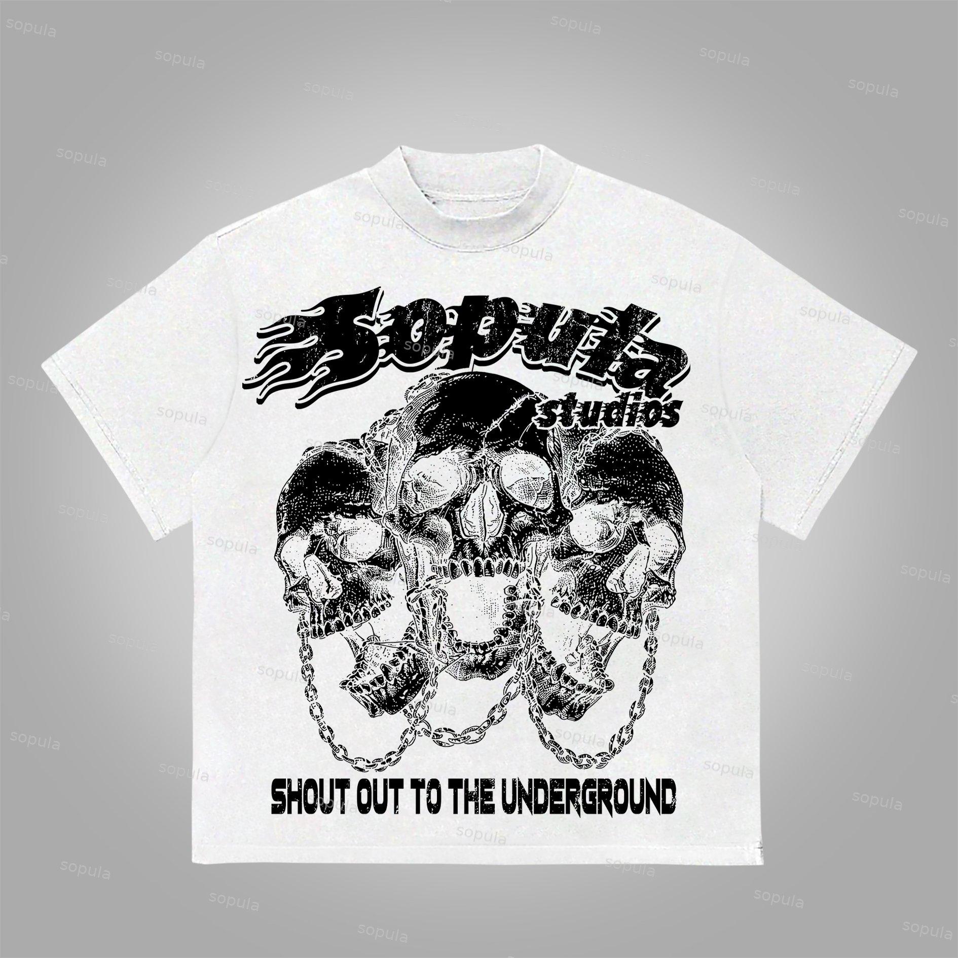 Sopula Studios Chain Skull Graphic Print Cotton T-Shirt Product Image