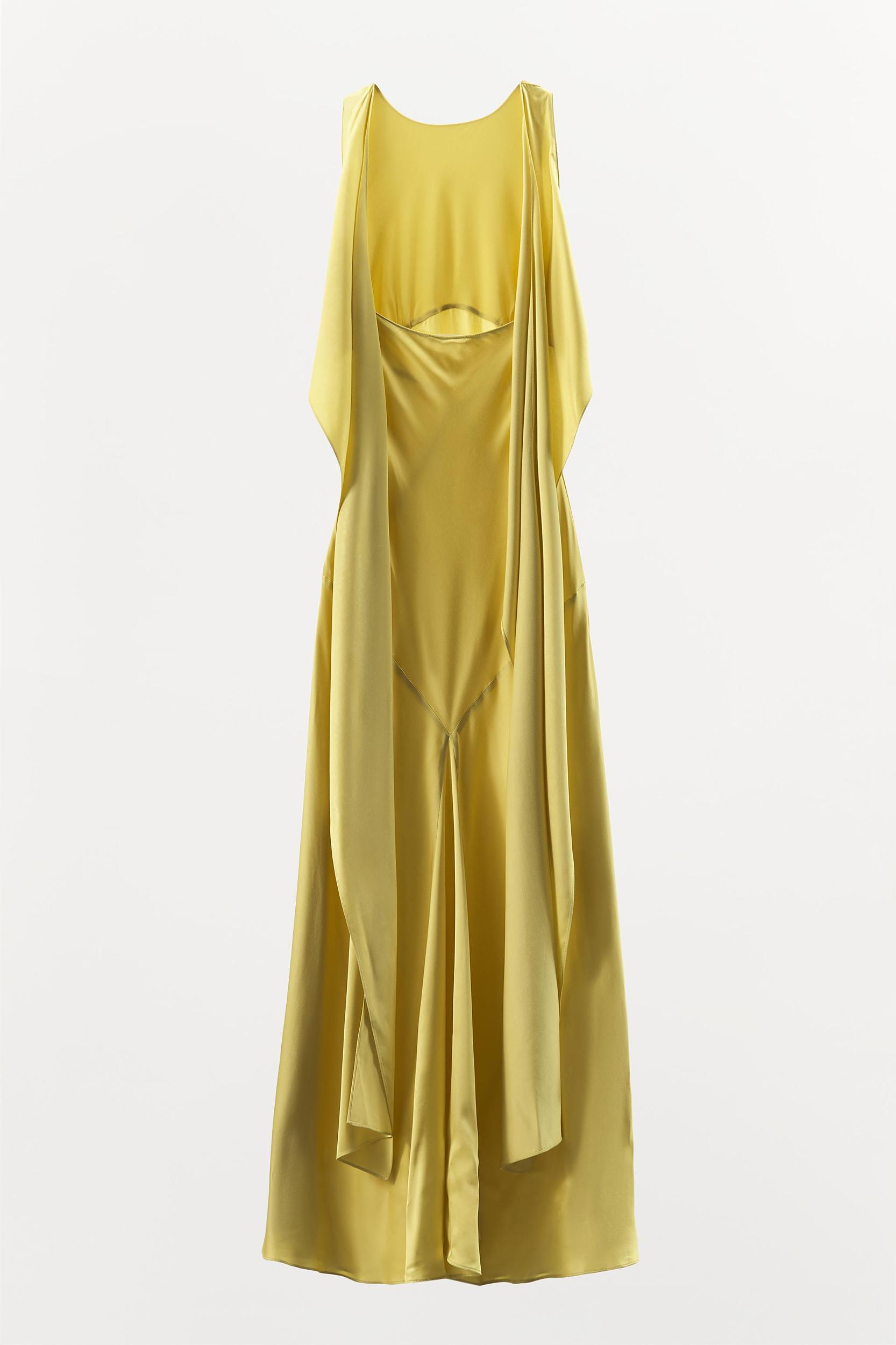 SATIN EFFECT SCARF BACK DRESS Product Image