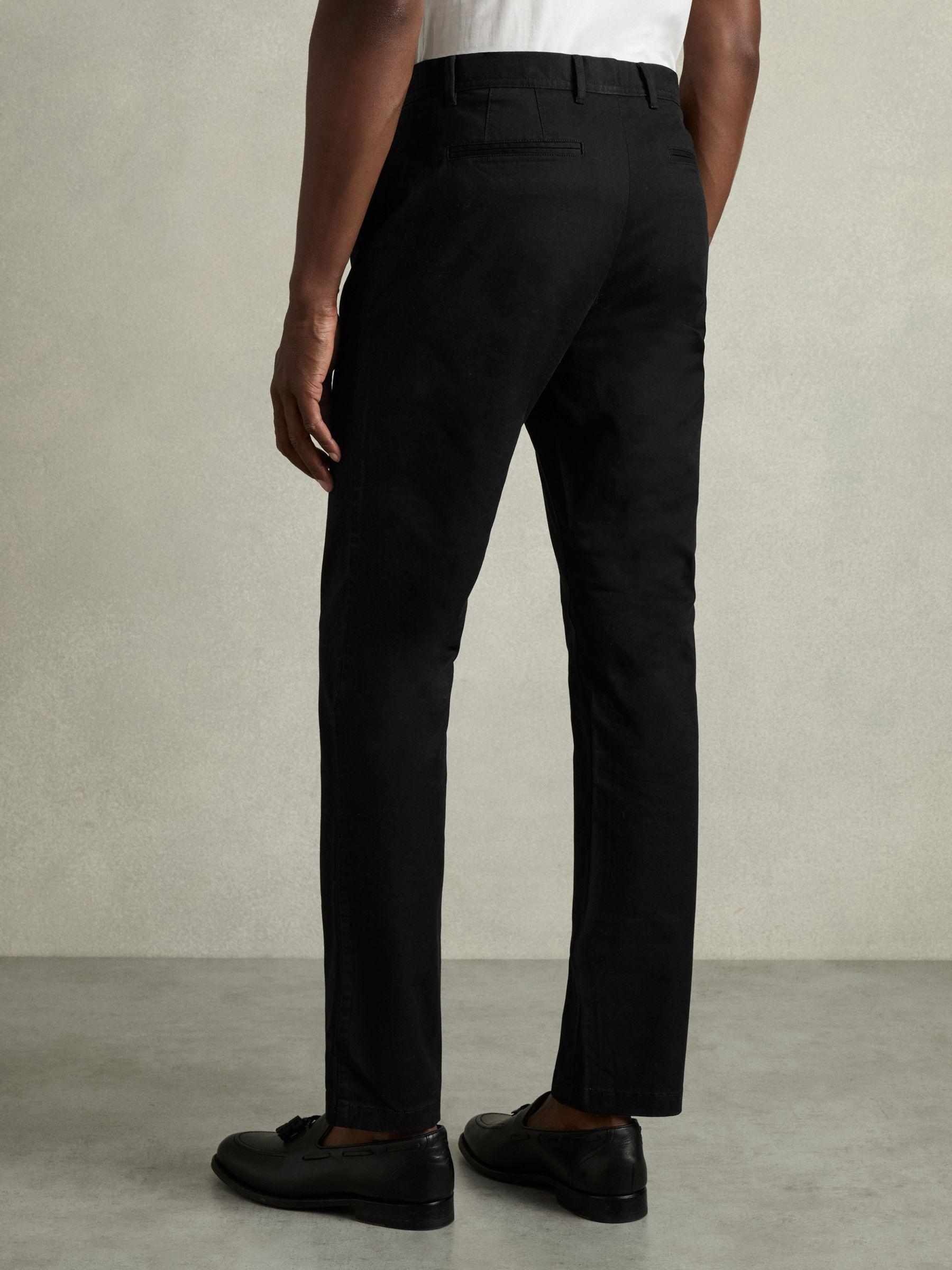 Slim Fit Washed Cotton Blend Chinos in Black Product Image