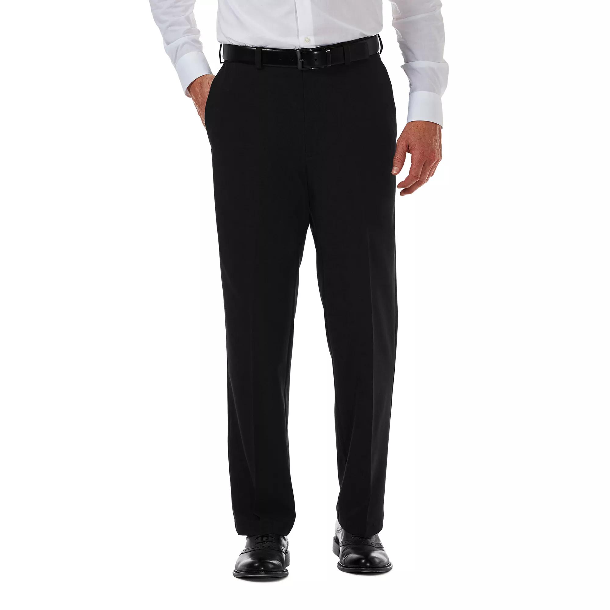 Men's Haggar® Cool 18® PRO Straight-Fit Wrinkle-Free Flat-Front Super Flex Waist Pants,  Product Image
