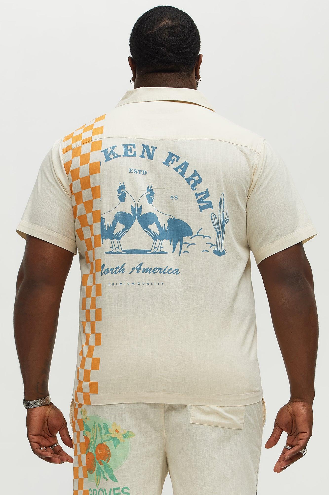 Groves Short Sleeve Button Up Shirt - Cream Male Product Image