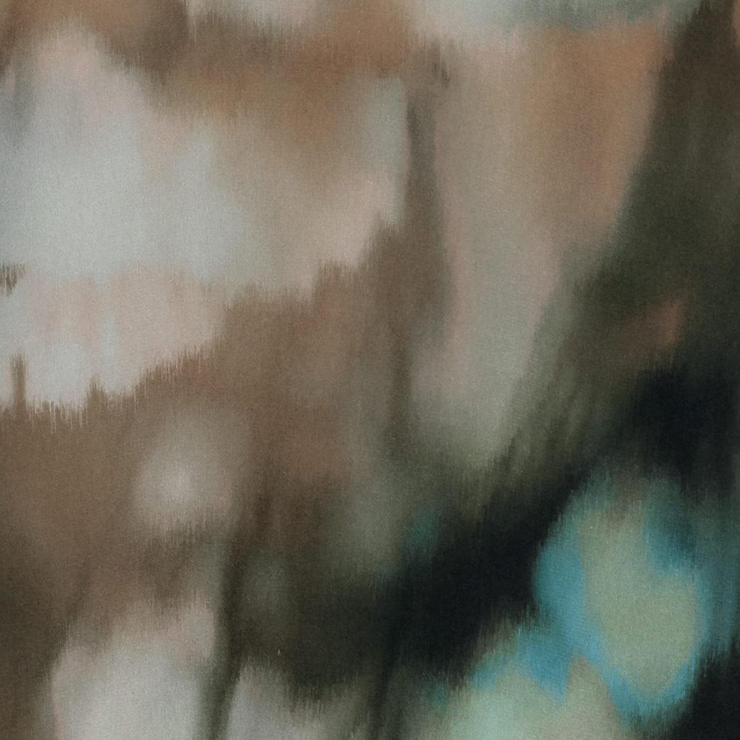 PRINTED DRAPED SILK DRESS Product Image