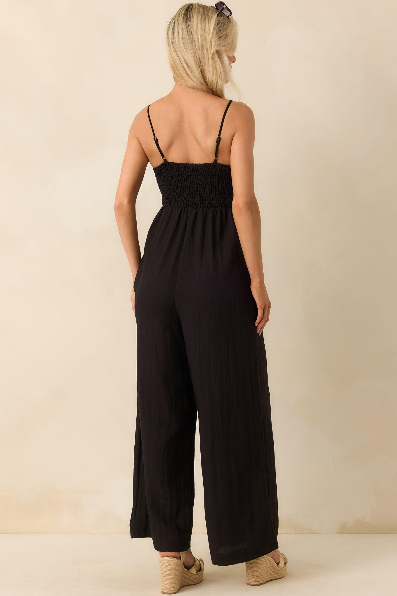 Z Supply Black Rayon Beachside Smocked Jumpsuit Product Image