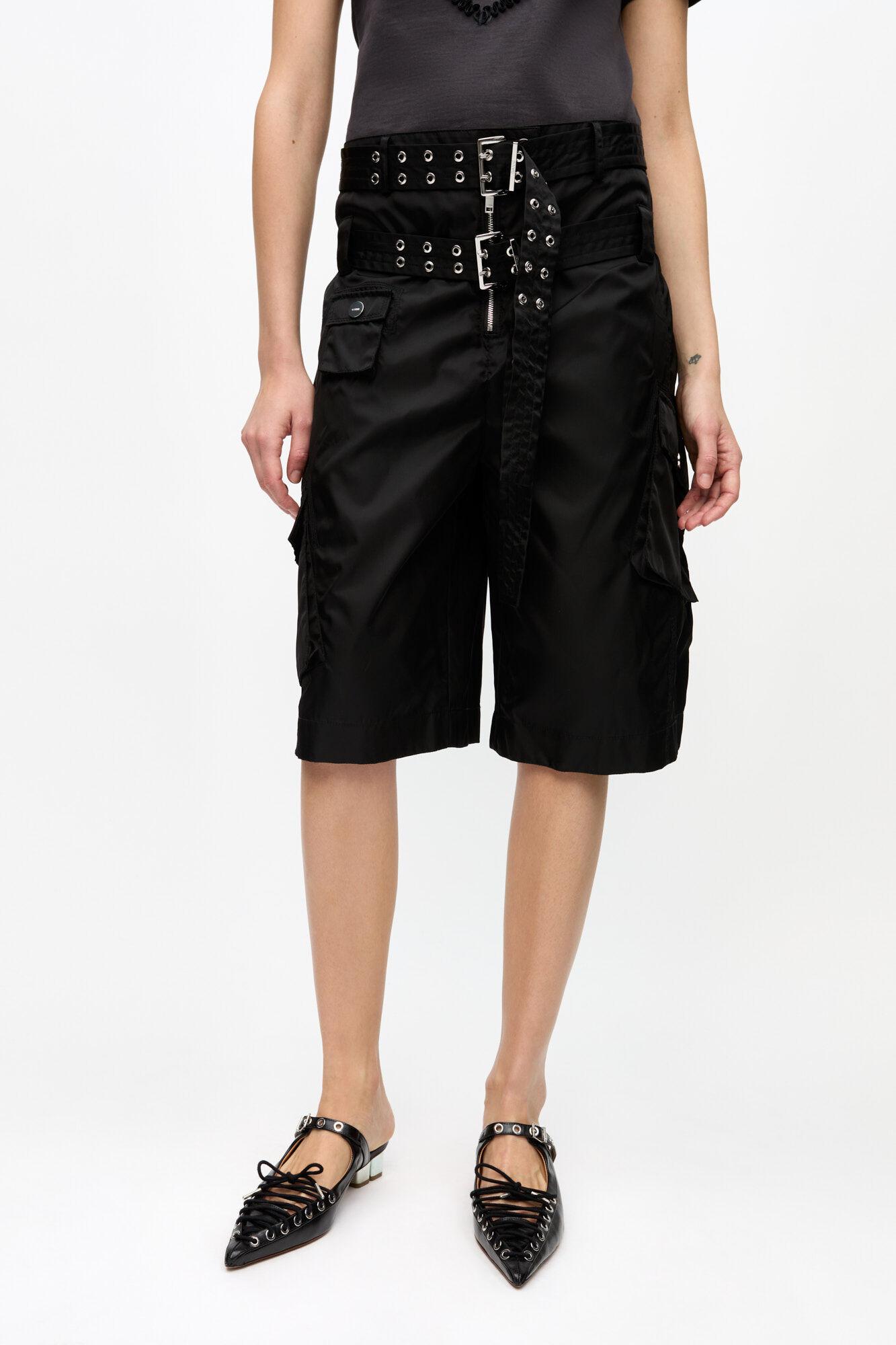 Black Duchesse Nylon Pocket Shorts Product Image