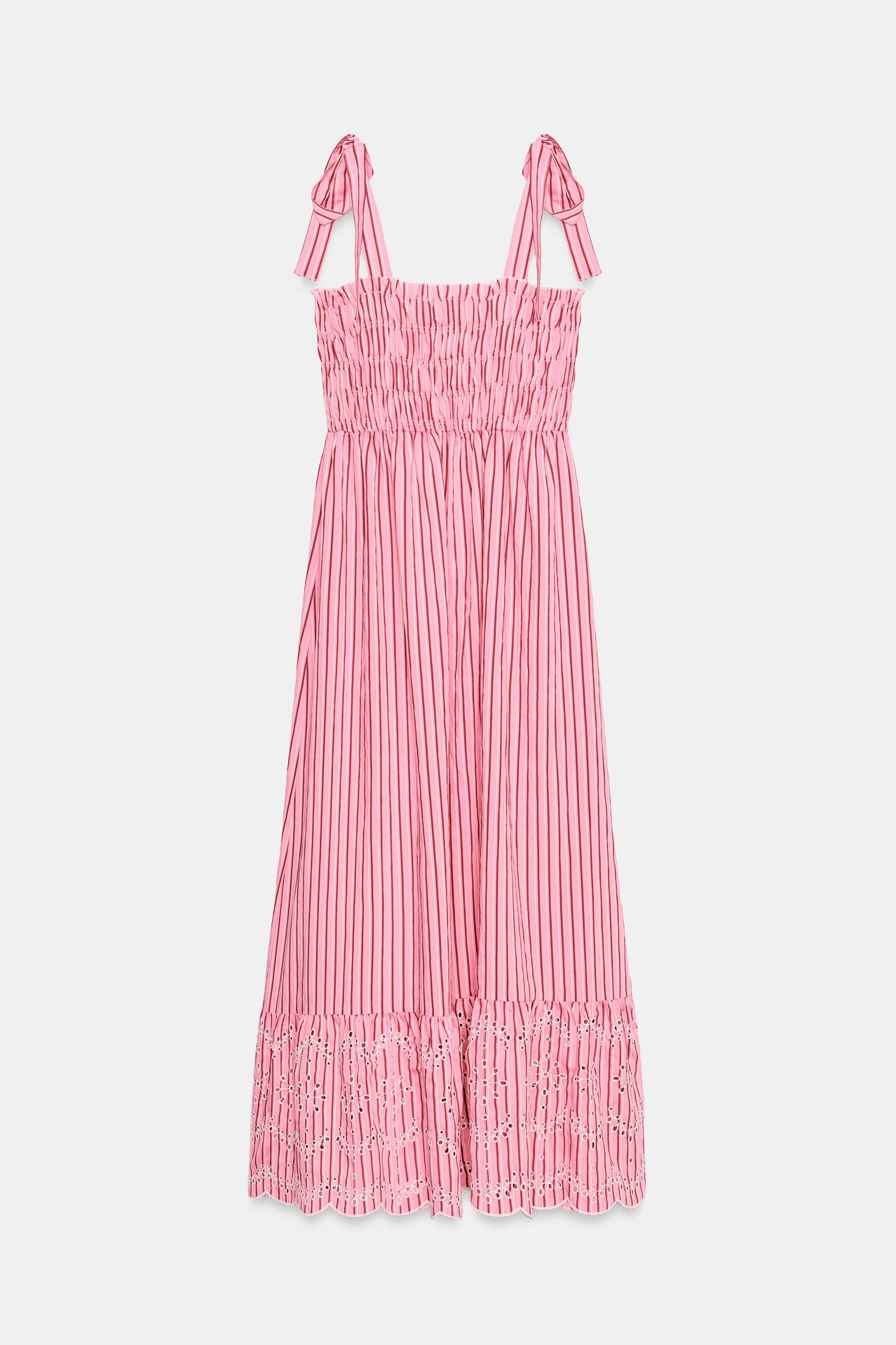 STRIPED TIED MIDI DRESS Product Image