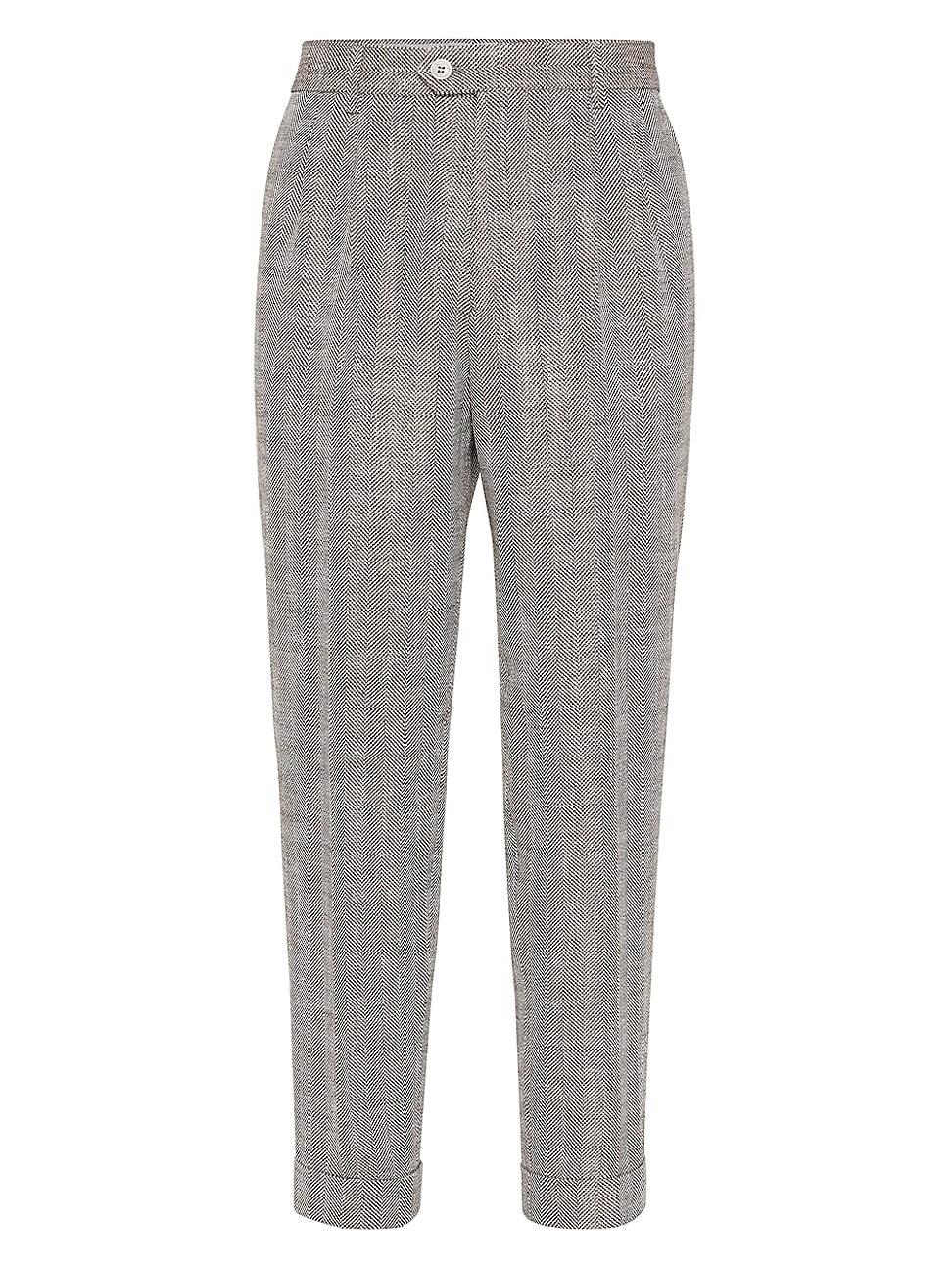 Mens Chevron Leisure Fit Trousers with Double Pleats Product Image