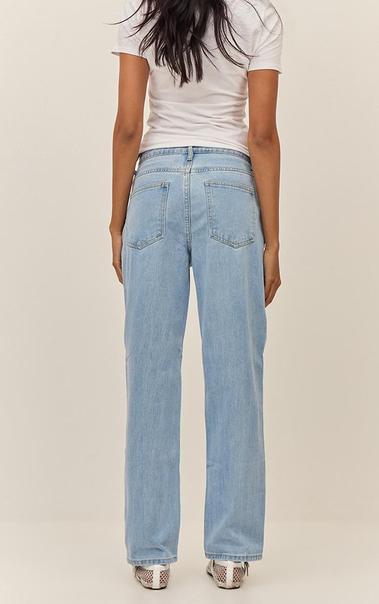 PRETTYLITTLETHING Light Blue Wash High Waist Straight Leg Jeans Product Image