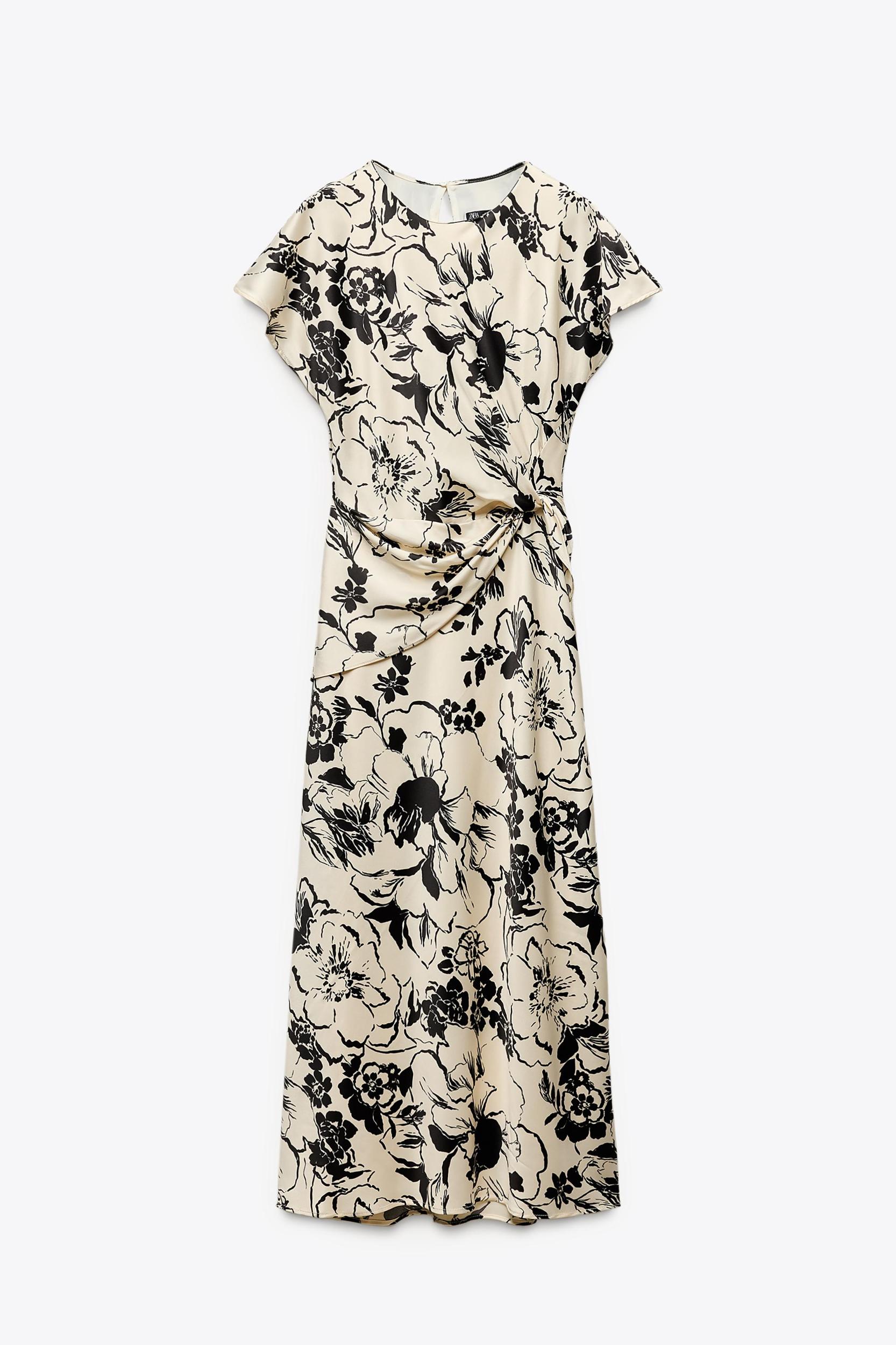 SATIN PRINT MIDI DRESS Product Image