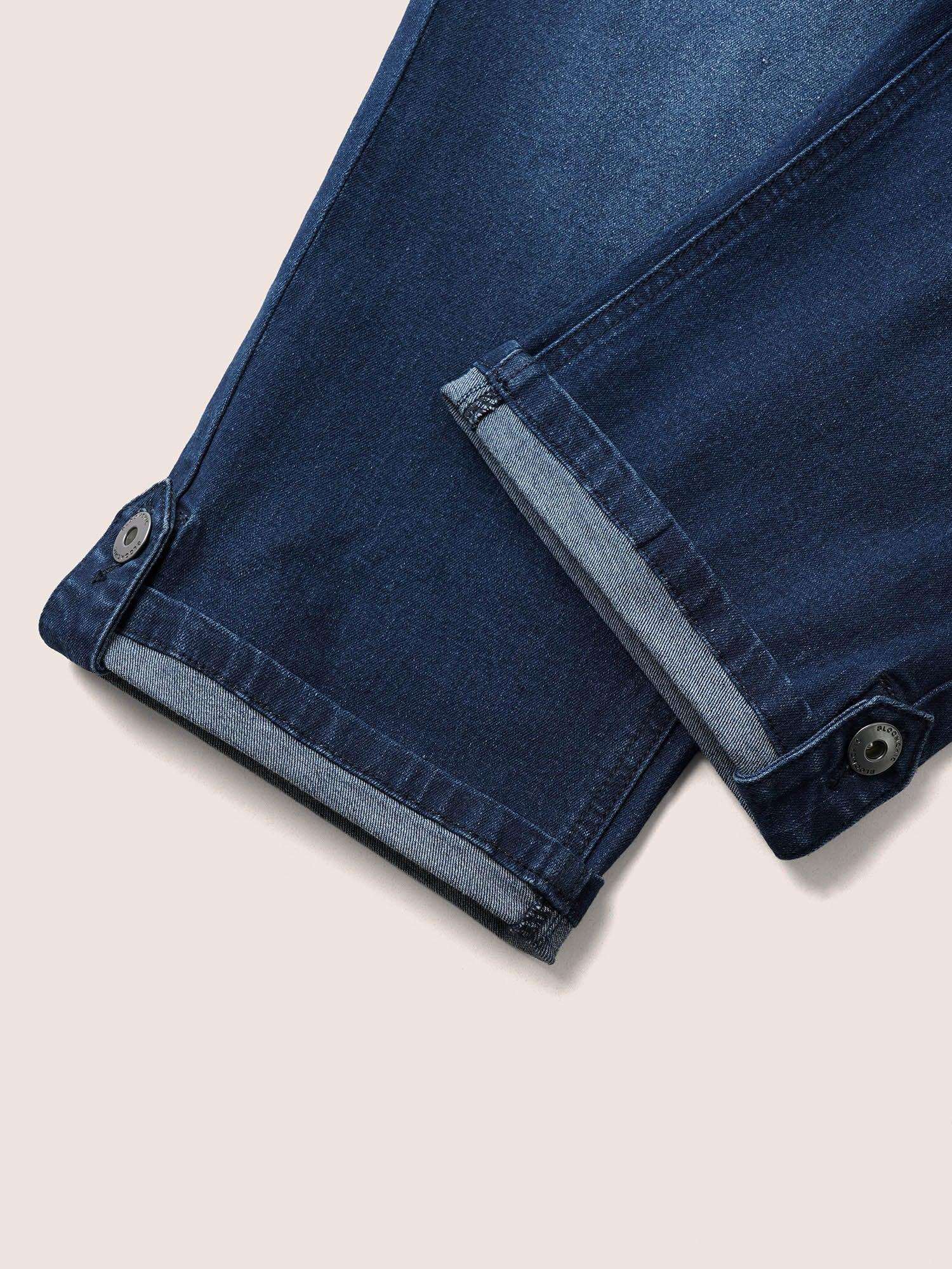 Plain Roll Hem Skinny Cropped Jeans Female Product Image