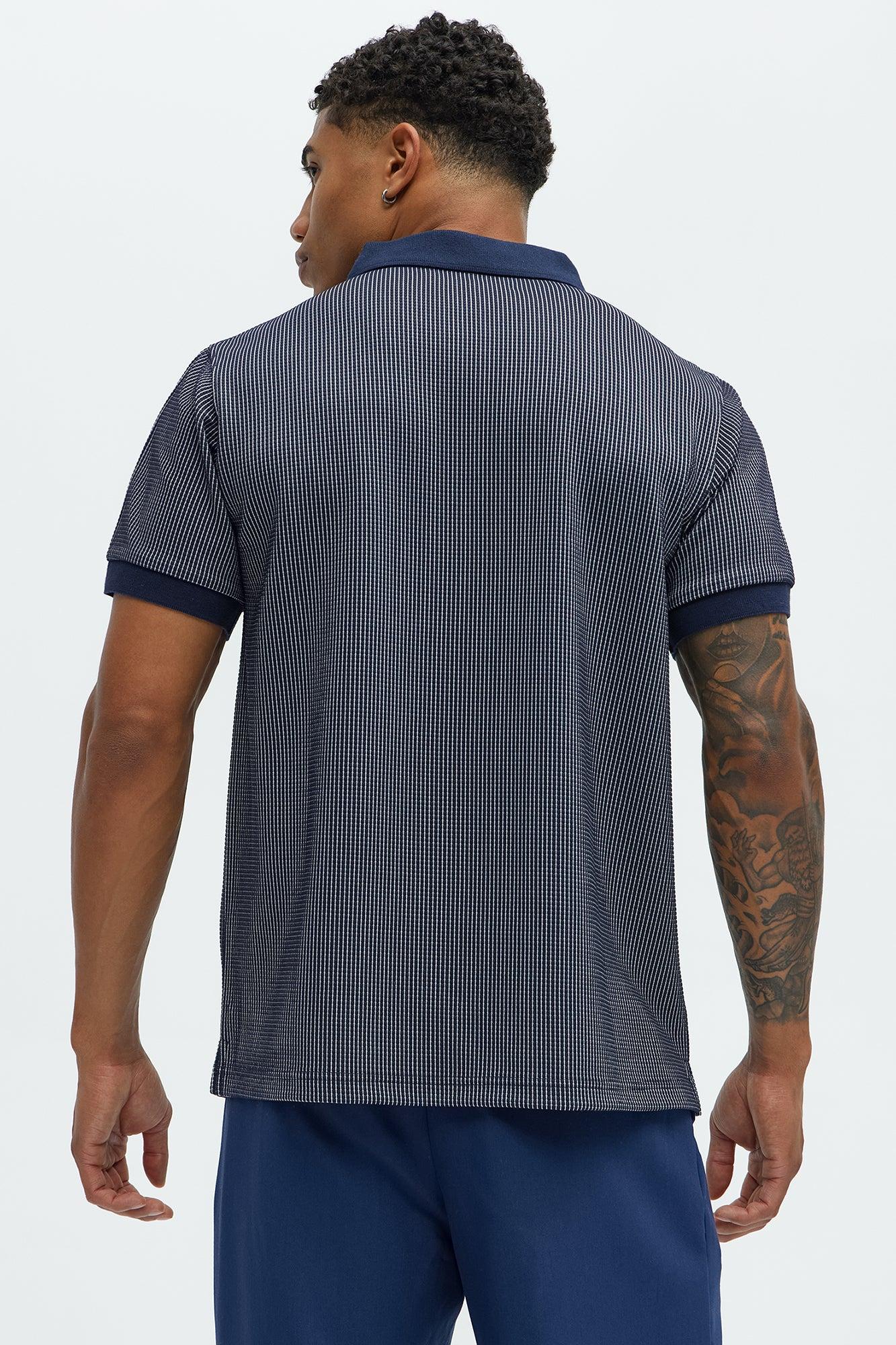 Subtle Waffle Textured Polo - Navy Product Image