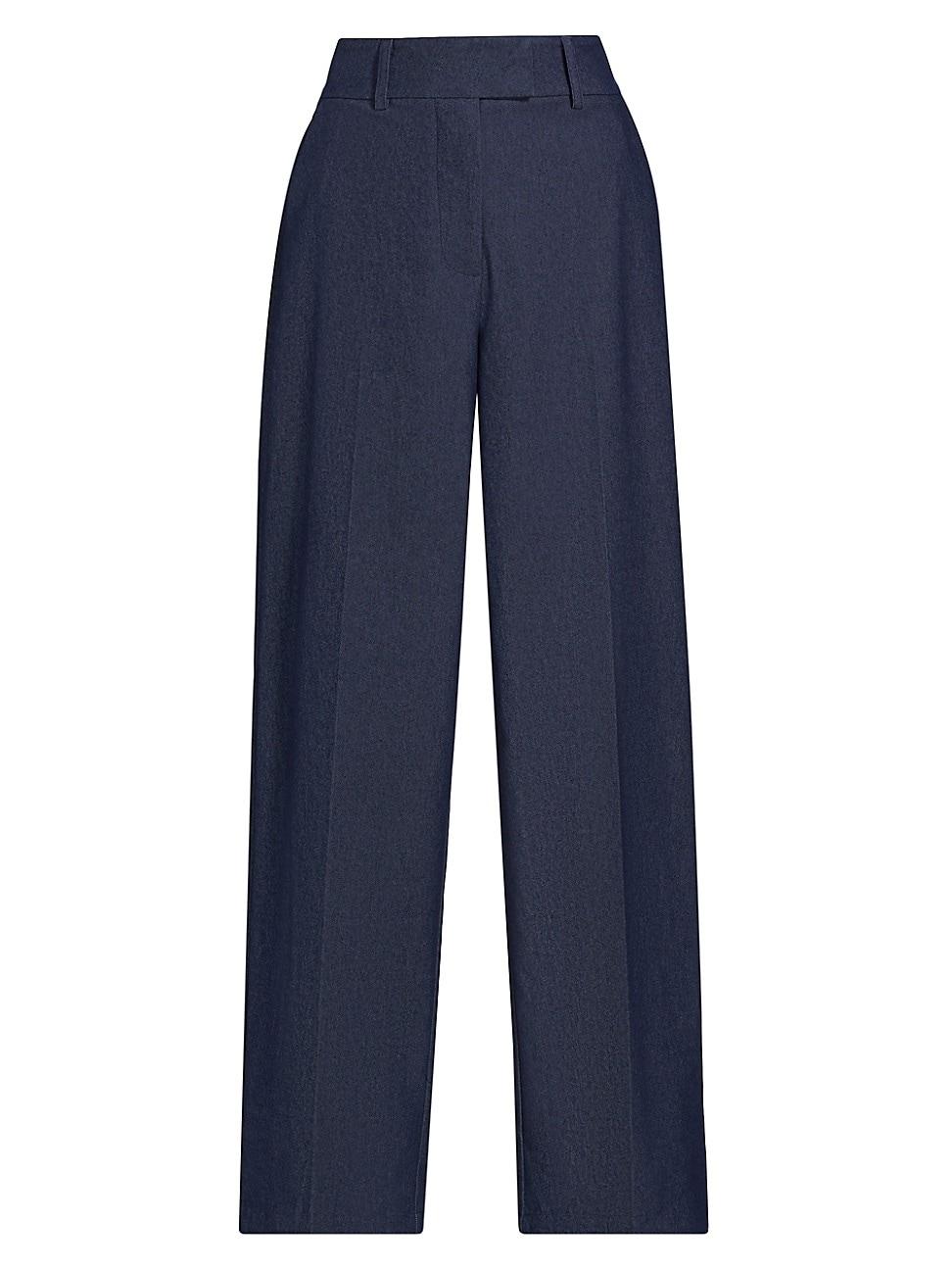 Womens Stretch Denim Wide-Leg Pants Product Image