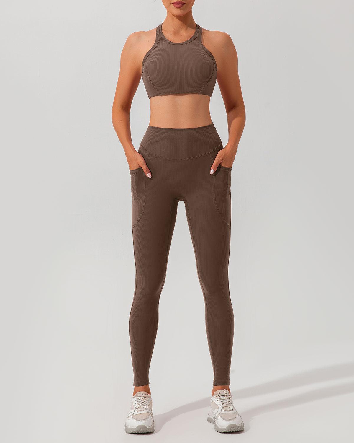 Brown Quick-drying High Waisted Yoga Leggings Product Image