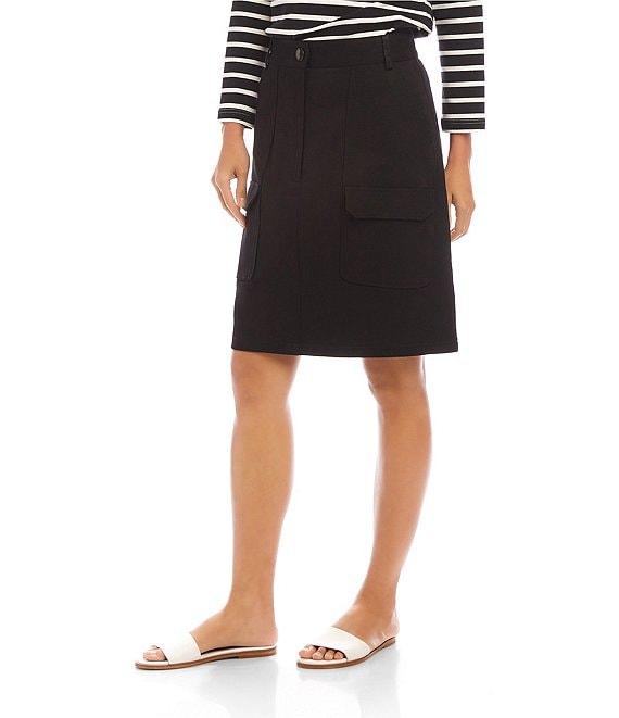 Karen Kane Petite Size Twill High Waist A-Line Cargo Skirt Product Image