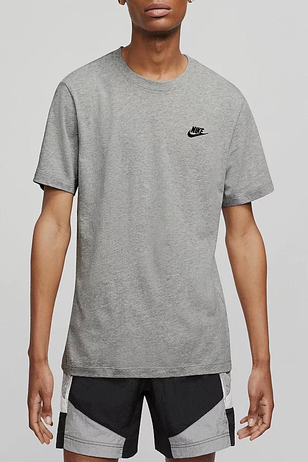 Nike Mens Nike NSW Club Short Sleeve T-Shirt - Mens Dark Grey Heather/Black Product Image